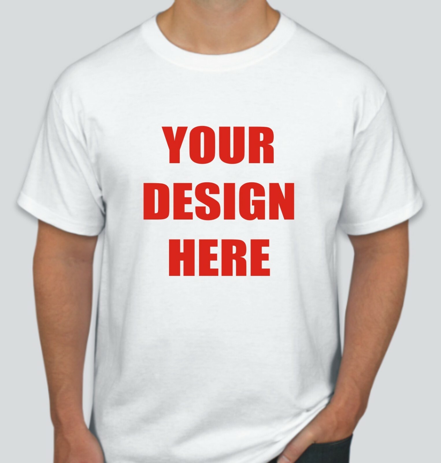 50 Custom Screen Printed WHITE T-Shirts - $4.60 each