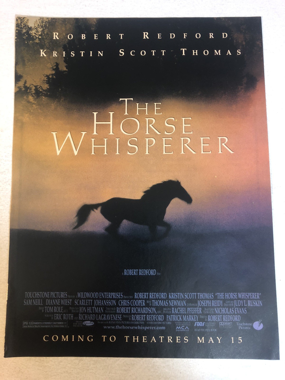 Horse Whisperer Movie Print Ad Pinup Ephemera Robert Redford Scarlett Johansson