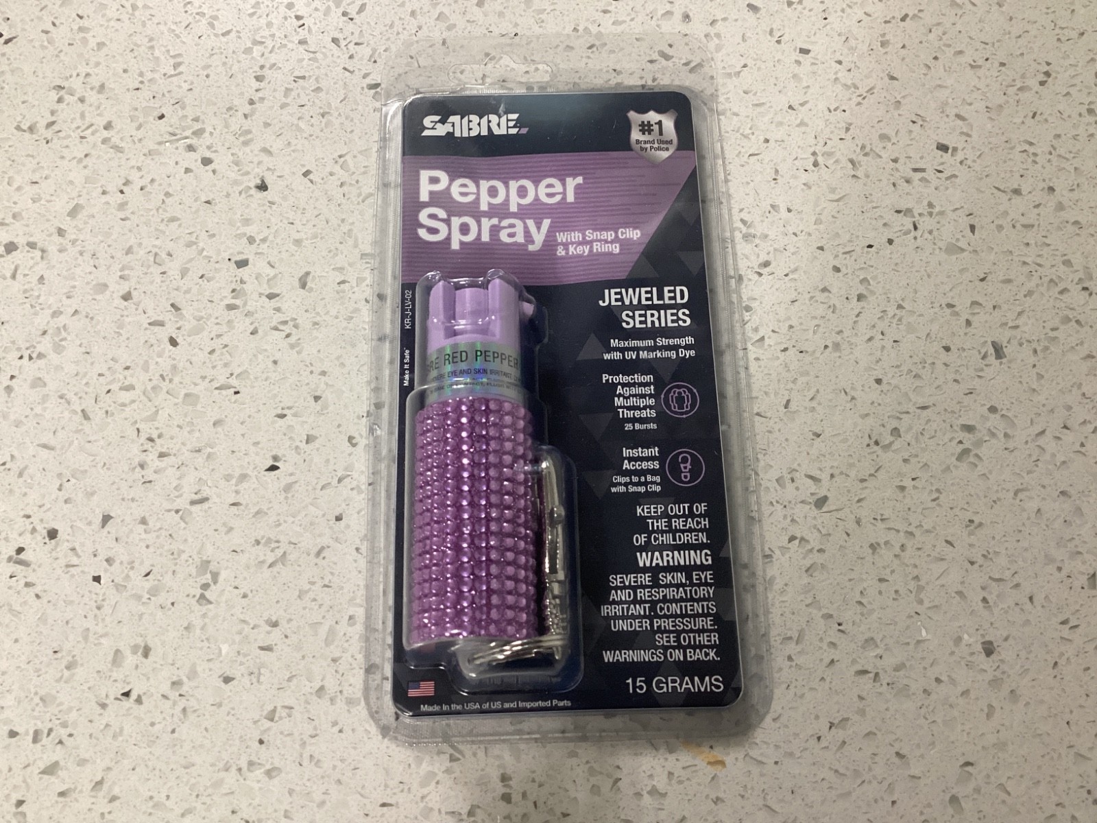 Sabre Pepper Spray Purple Lavender Jeweled 25 Bursts 10ft Sabre Red Pepper Spray