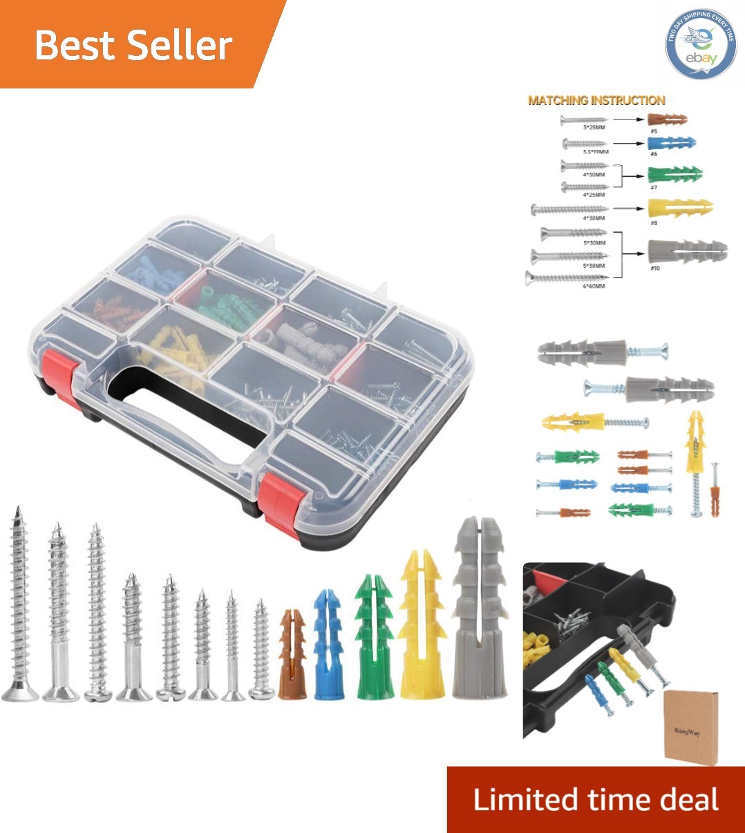 Complete 370-Piece Picture Hanging Kit - Wall Anchors and Screws for New Decor