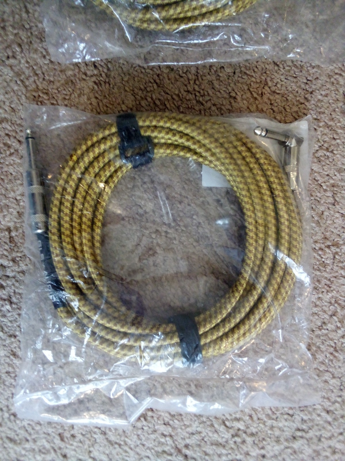 GLS Audio Instrument Cable - Amp Cord for Bass & Electric 20ft, Brown/Yellow