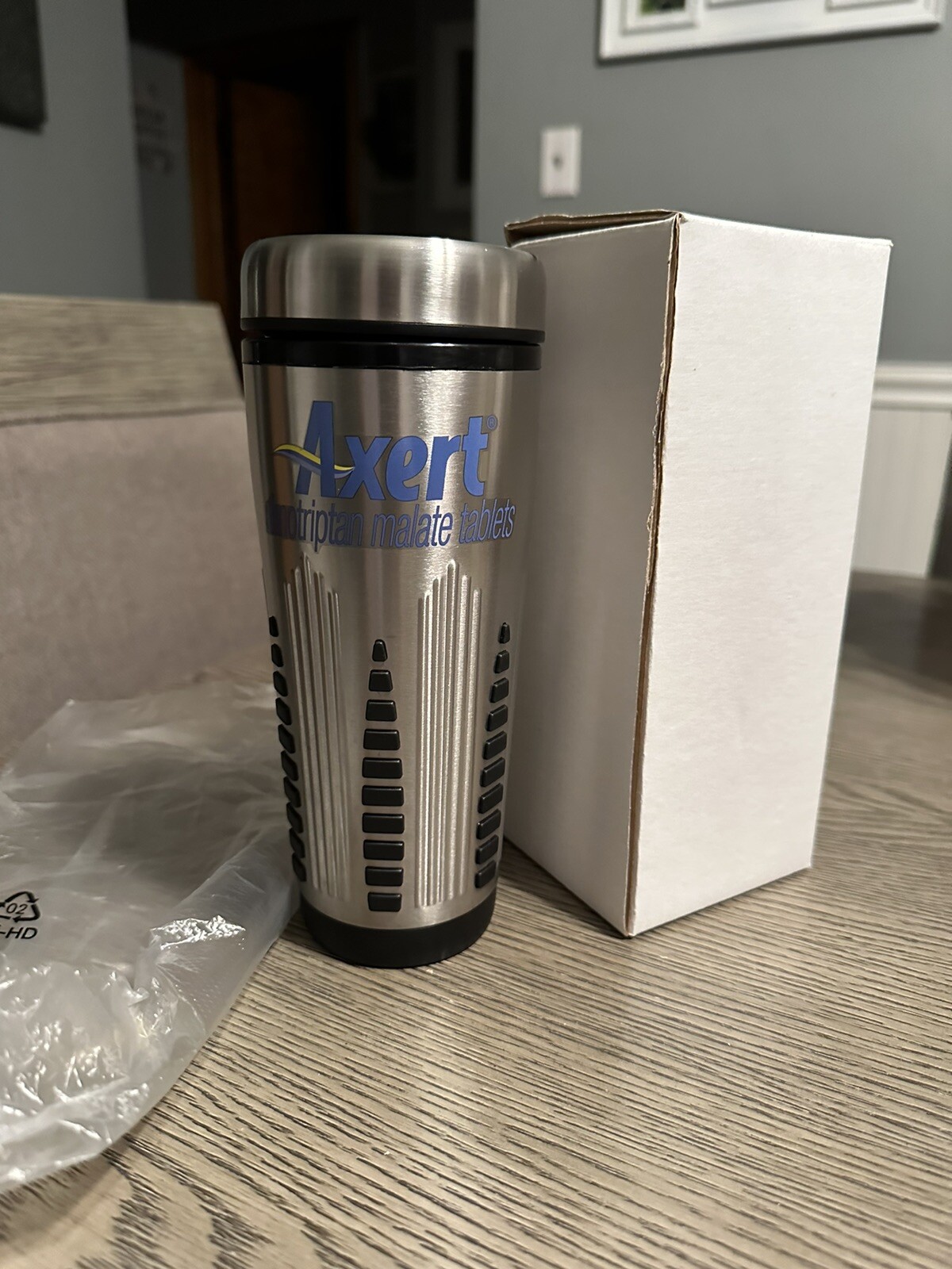 Pharmaceutical Collectibles Axert Almotriptan Malate Tablets Coffee Tumbler Rare