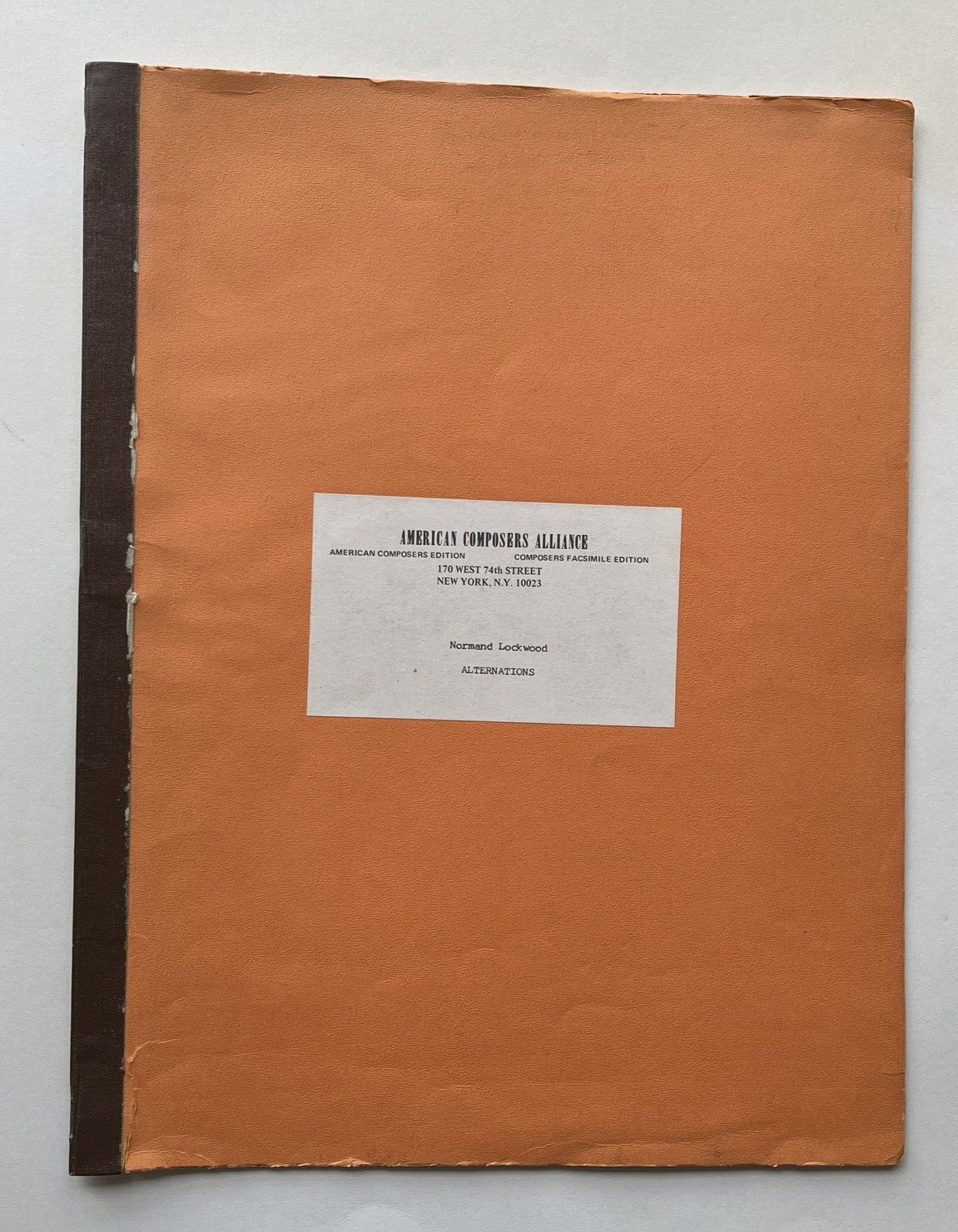 Normand Lockwood "Alternations" American Composers Alliance Folder Paul Parmelee