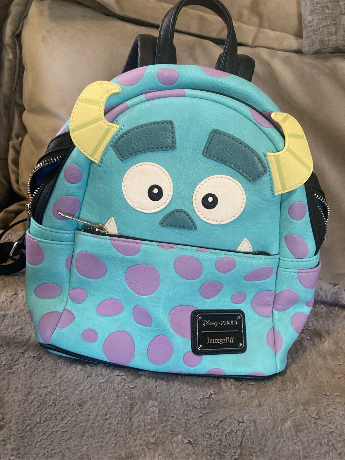 Loungefly Monsters, Inc. Turquoise Purple Mini Backpack Disney