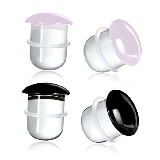  Glass Ear Stretching Kit Single Flare Plugs with Rubber Rings 5mm 0G (8mm)