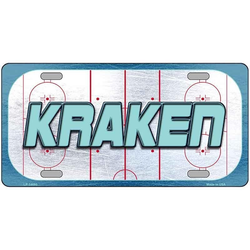 Kraken Hockey Rink Graphic Metal Sign