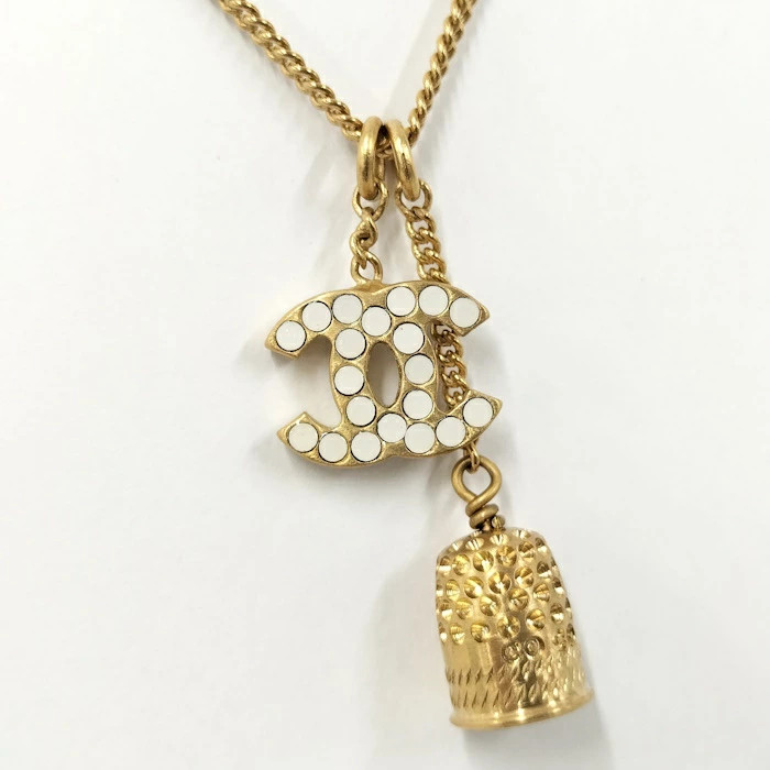 CHANEL Necklace Coco Mark Bell Motif Plated Gold 03A