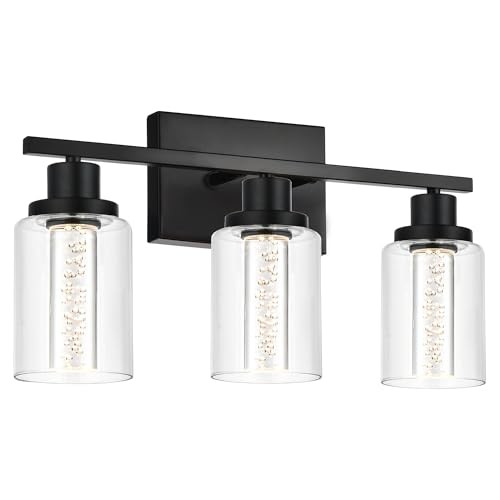  Bathroom Vanity Light Fixtures, 3-Light LED Bathroom LED-3 Lights Black