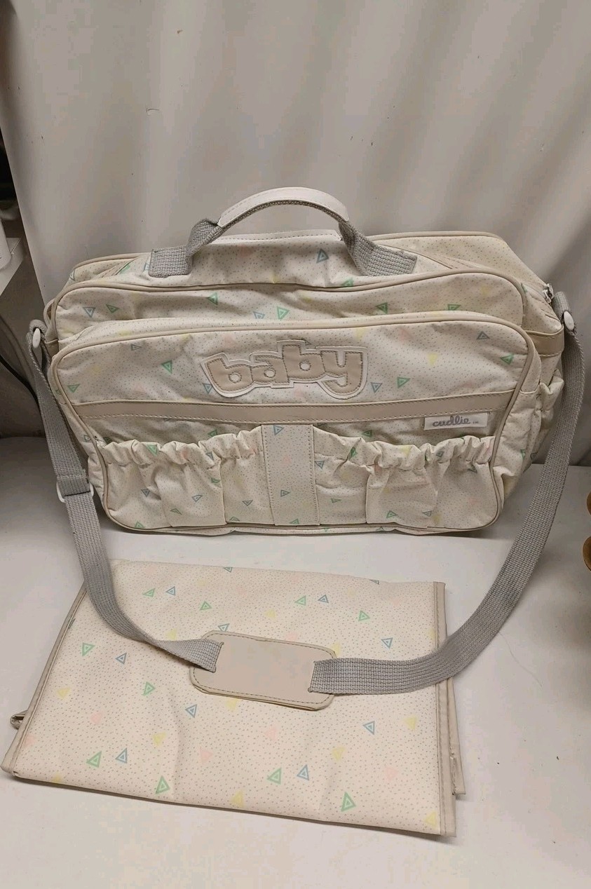 Vtg 1984 Cudlie Baby Over The Shoulder Diaper Bag Changing Pad 14"x10" Confetti 