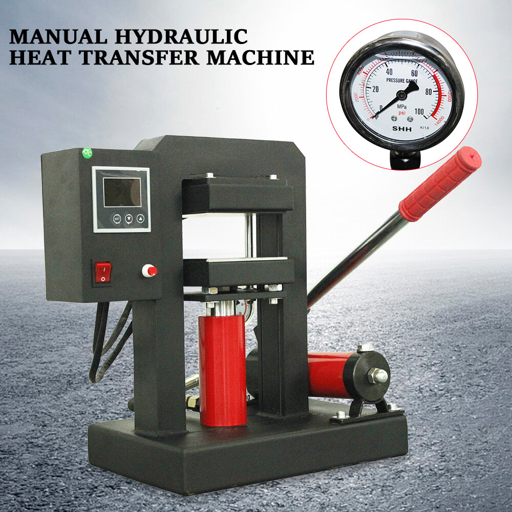 Hydraulic Press Manual Hydraulic Heat Press Machine Ton w/ Pressure Gauge Dual