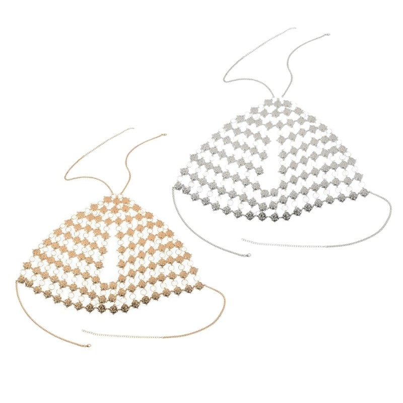 Women Harness Body Chain Flower Bikinis Chain Fashion Bra Chains for Summer