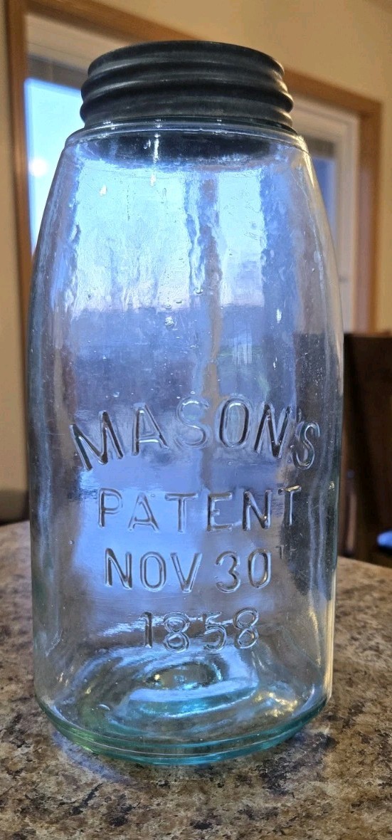 Mason's Patent Nov 30th 1858 Quart Jar with Zinc Lid
