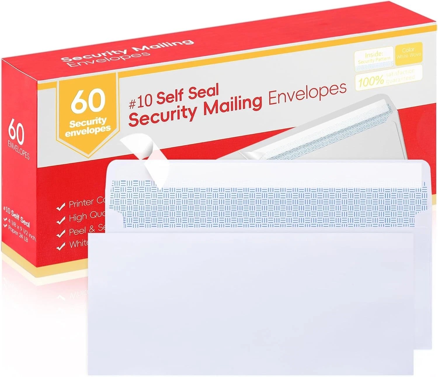 Zzrywuty #10 Letter Size Mailing Envelopes for Business, 60pcs Self Seal Windowl
