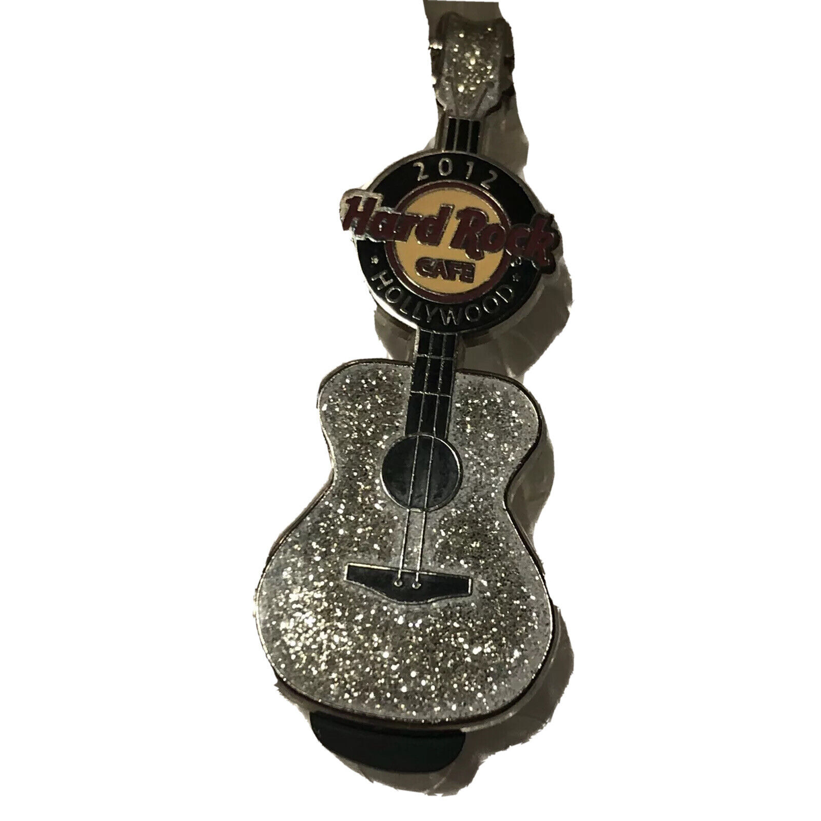 Hard Rock Cafe Hollywood Pin Shimmer Glitter Guitar Limited Edition Approx 2.25”
