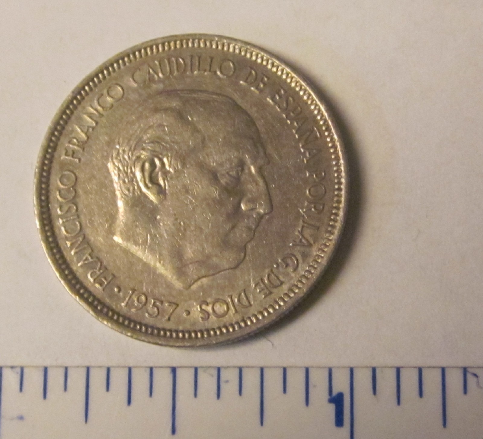 Spain 1957 5 Ptas Five Pesetas Francisco Franco Caudillo de Espana por la g dios