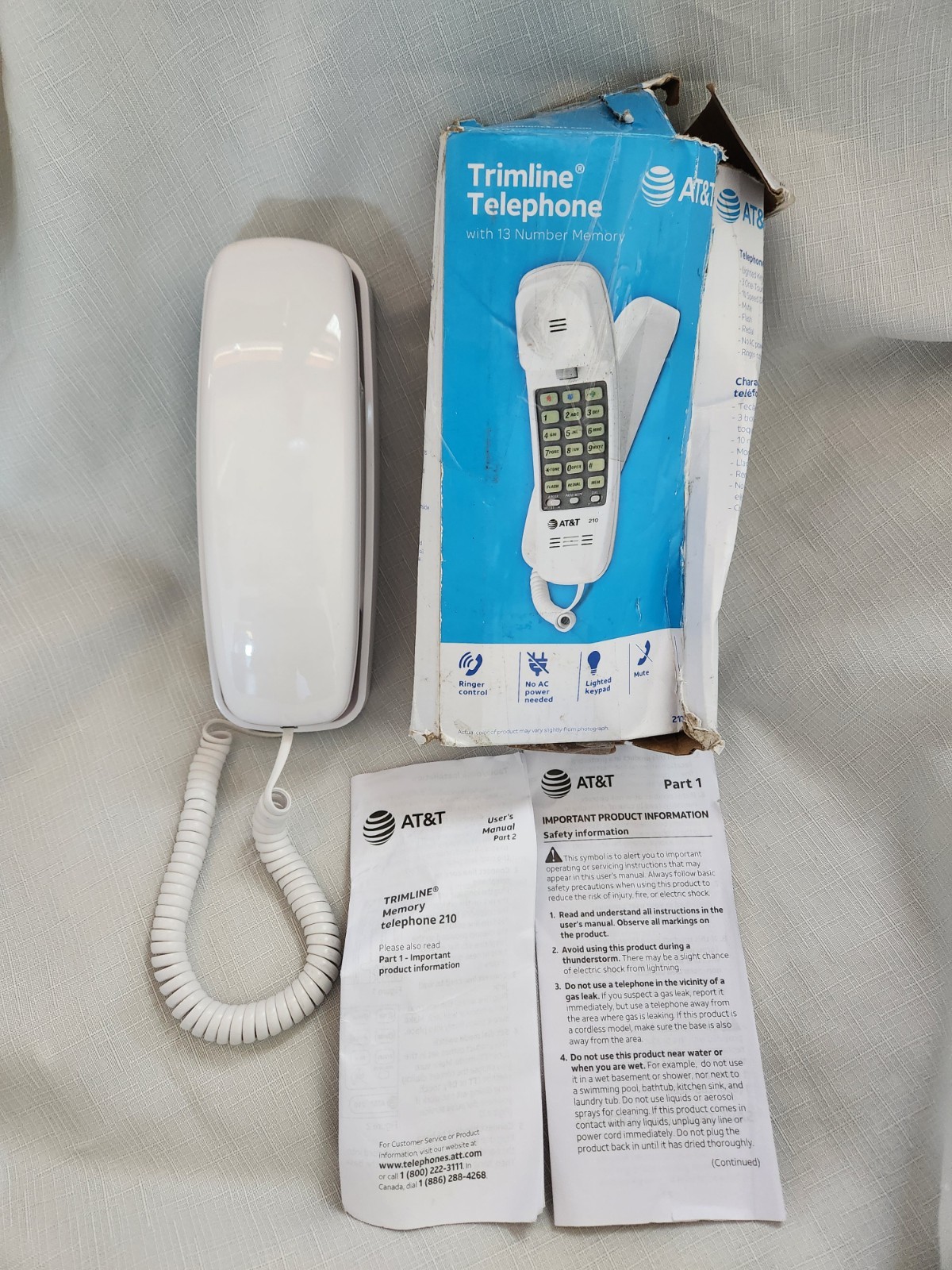 Vintage AT&T Trimline 210 Phone White Landline Telephone Y2K 80's 90's Retro