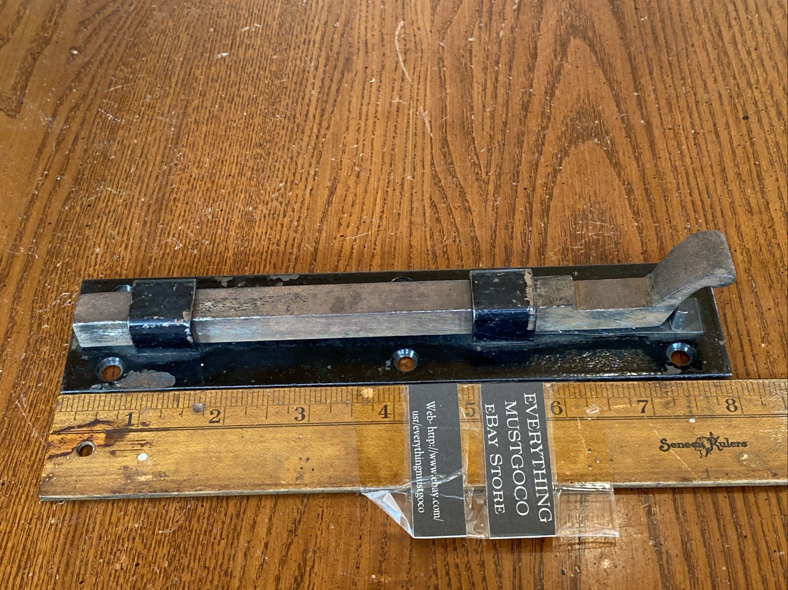 Large 8” Antique Iron Notched Door Lock Sliding Slide Bolt Gate Barn Victorian