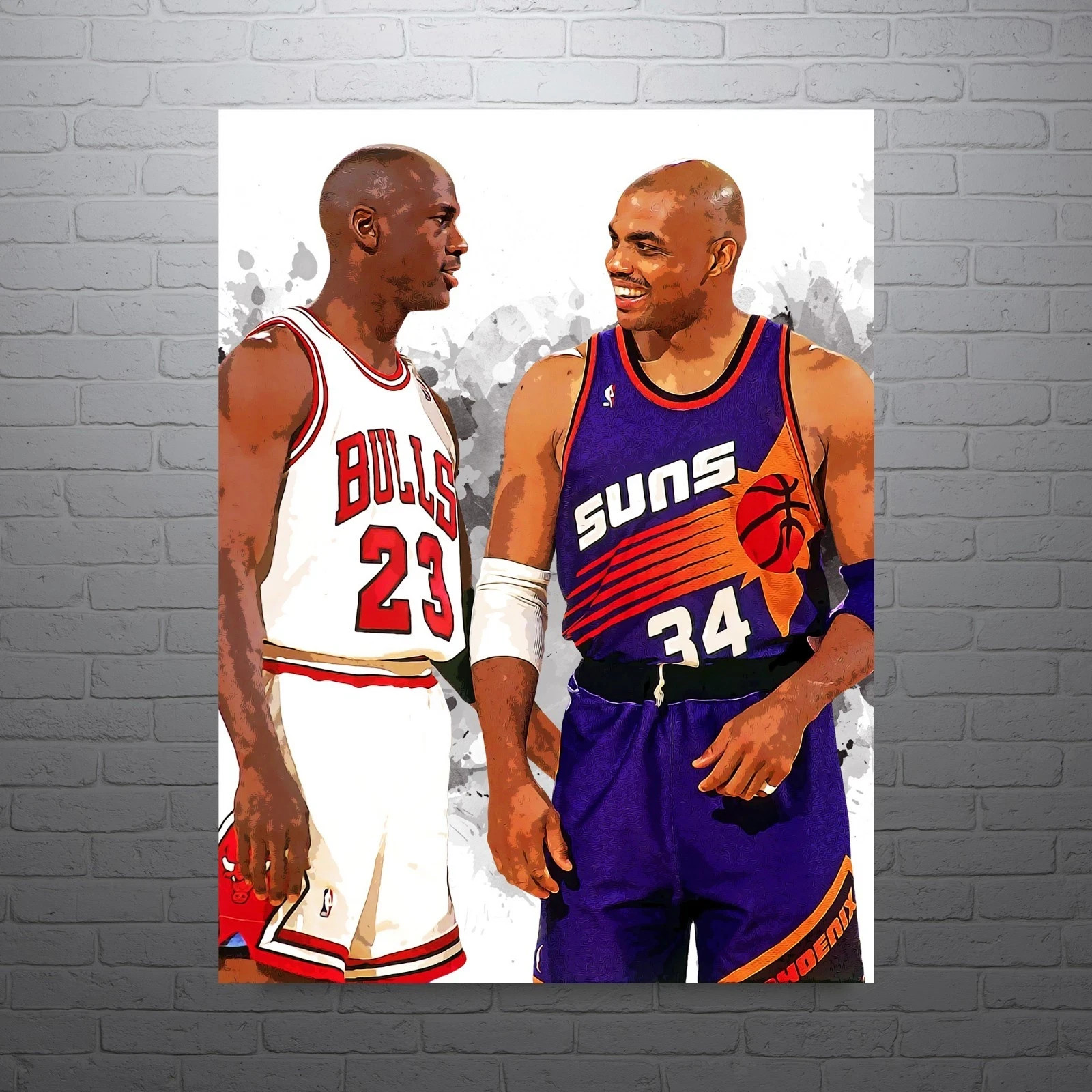 Charles Barkley and MJ Phoenix Suns Sports Print, Man Cave ALL SIZE