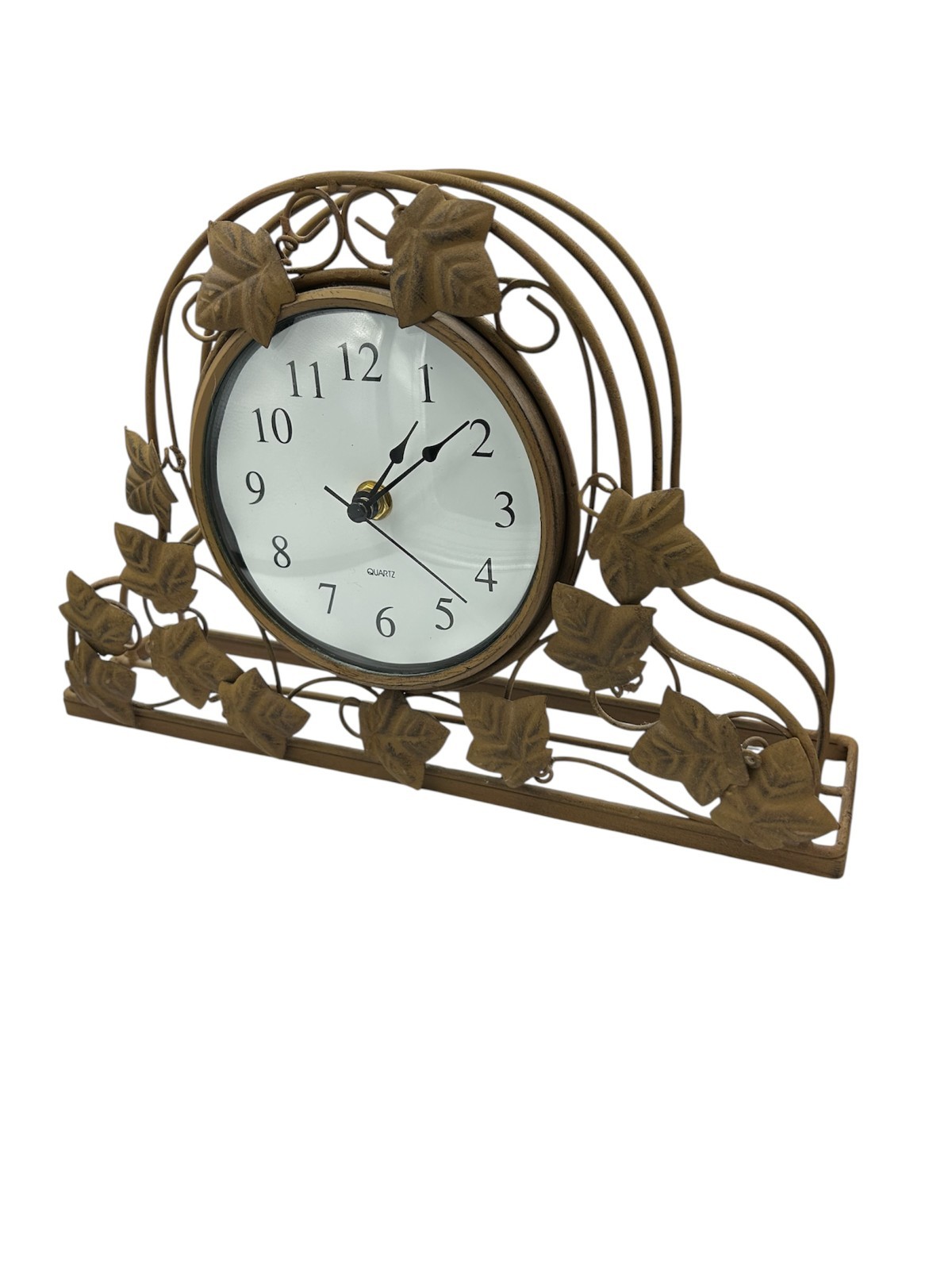 Ingraham Sytle Metal Ivy Leaf Mantel Clock