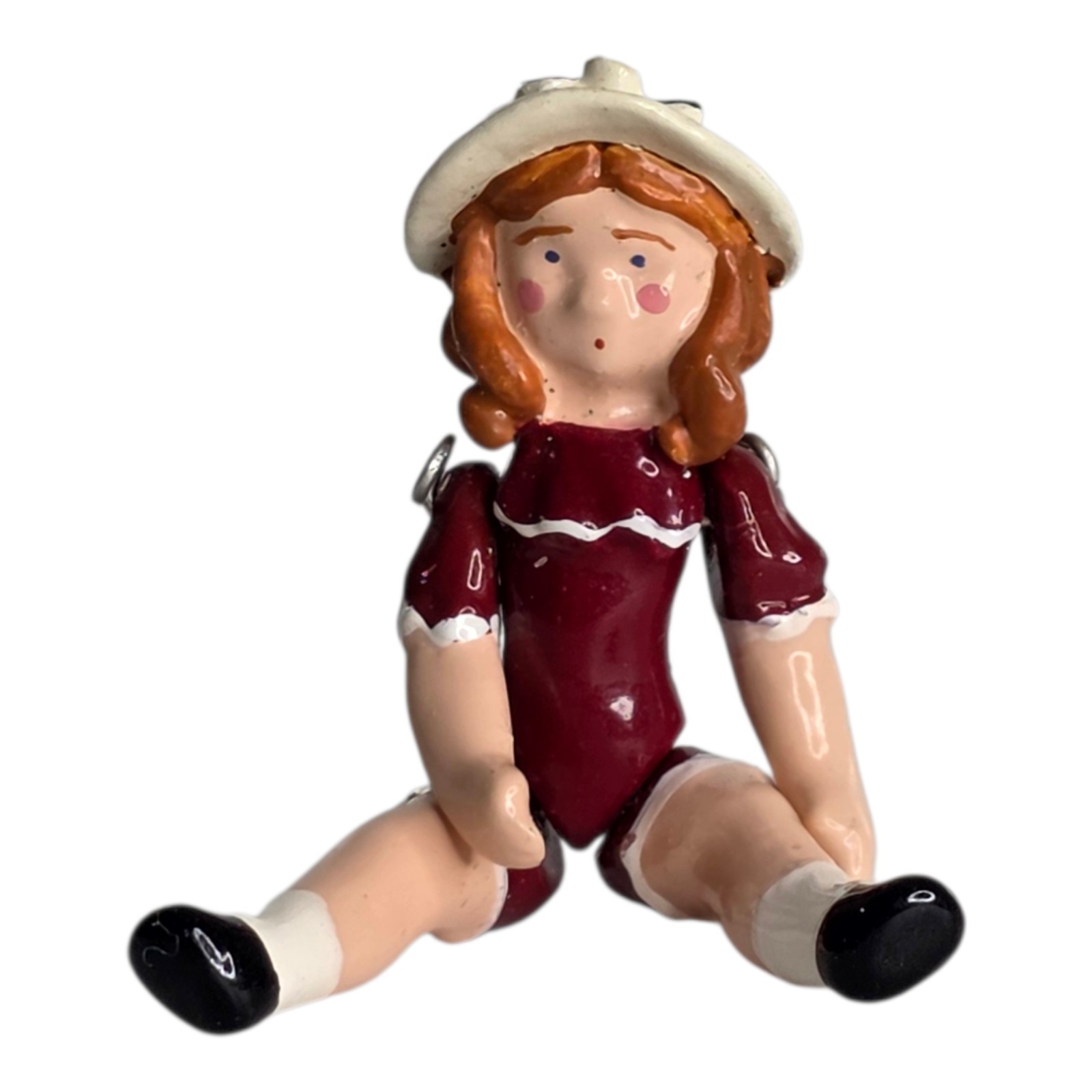 Hantel Handpainted Pewter Dollhouse Toy Play Doll Girl Doll Red Hair Micro