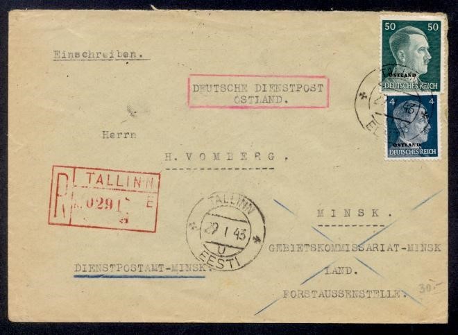 GERMANY OSTLAND OVPTS 1943 TALLINN ESTONIA