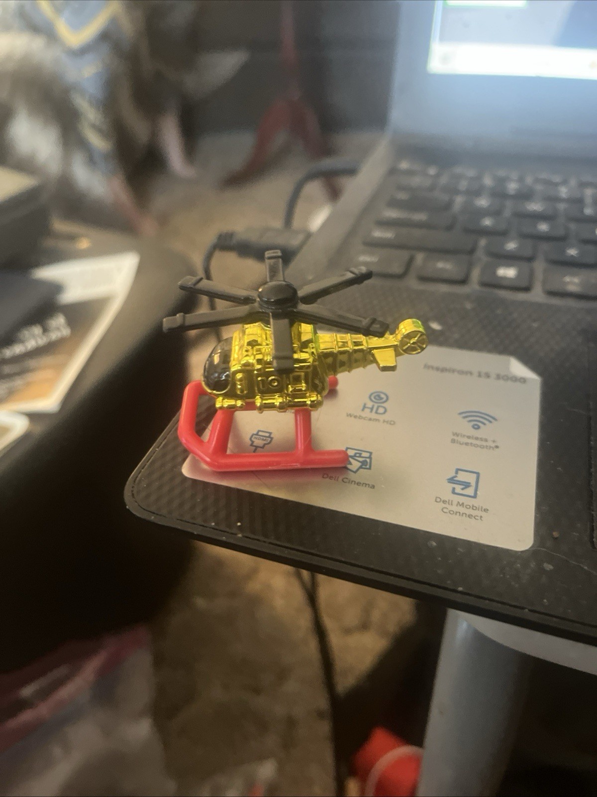 Vintage Micro Machines 1996 Exploration Sea Gold Chrome Helicopter - Used Toy