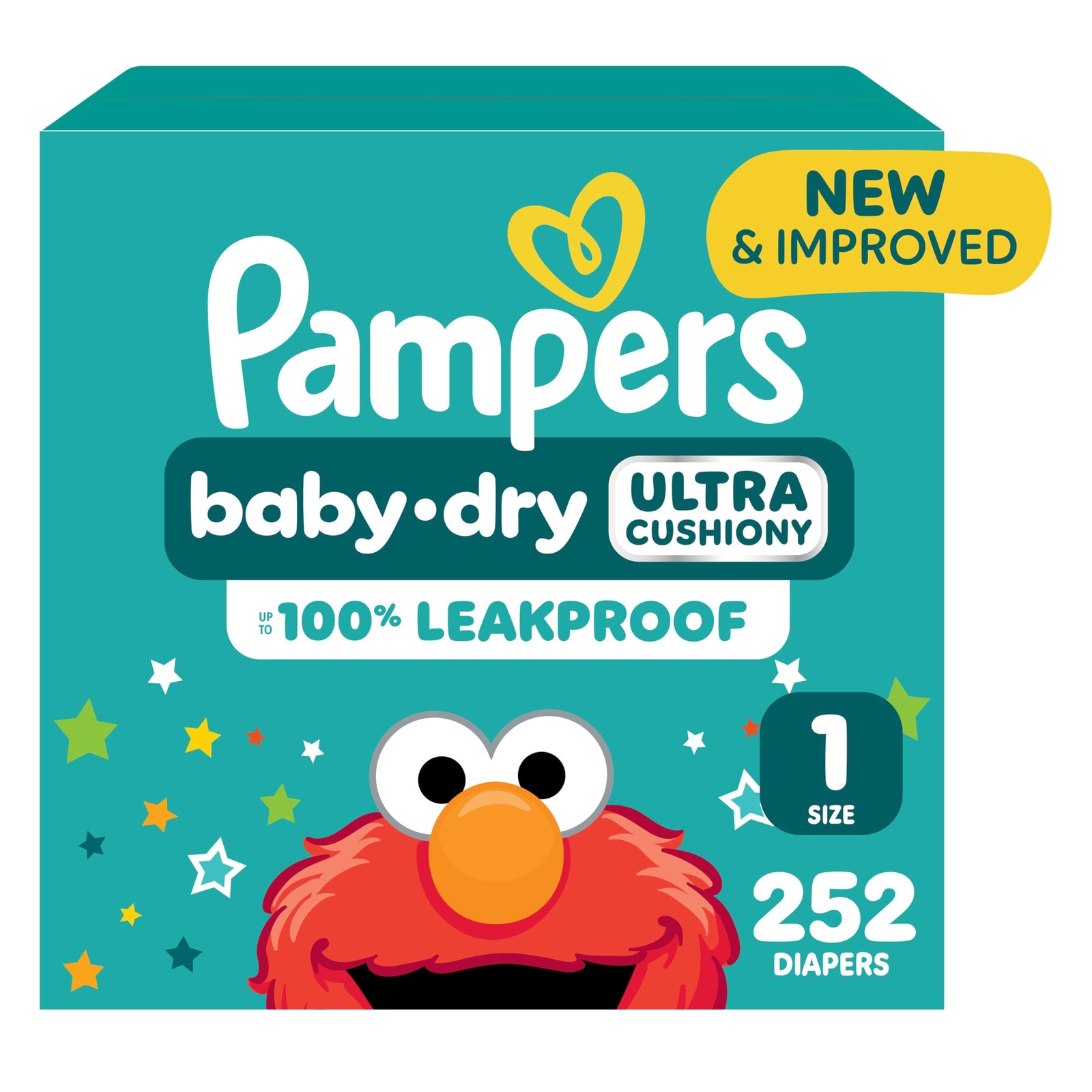 Diapers Size 1 Absorbent Disposable Pampers Baby Dry 252 Count 8-14 overnight