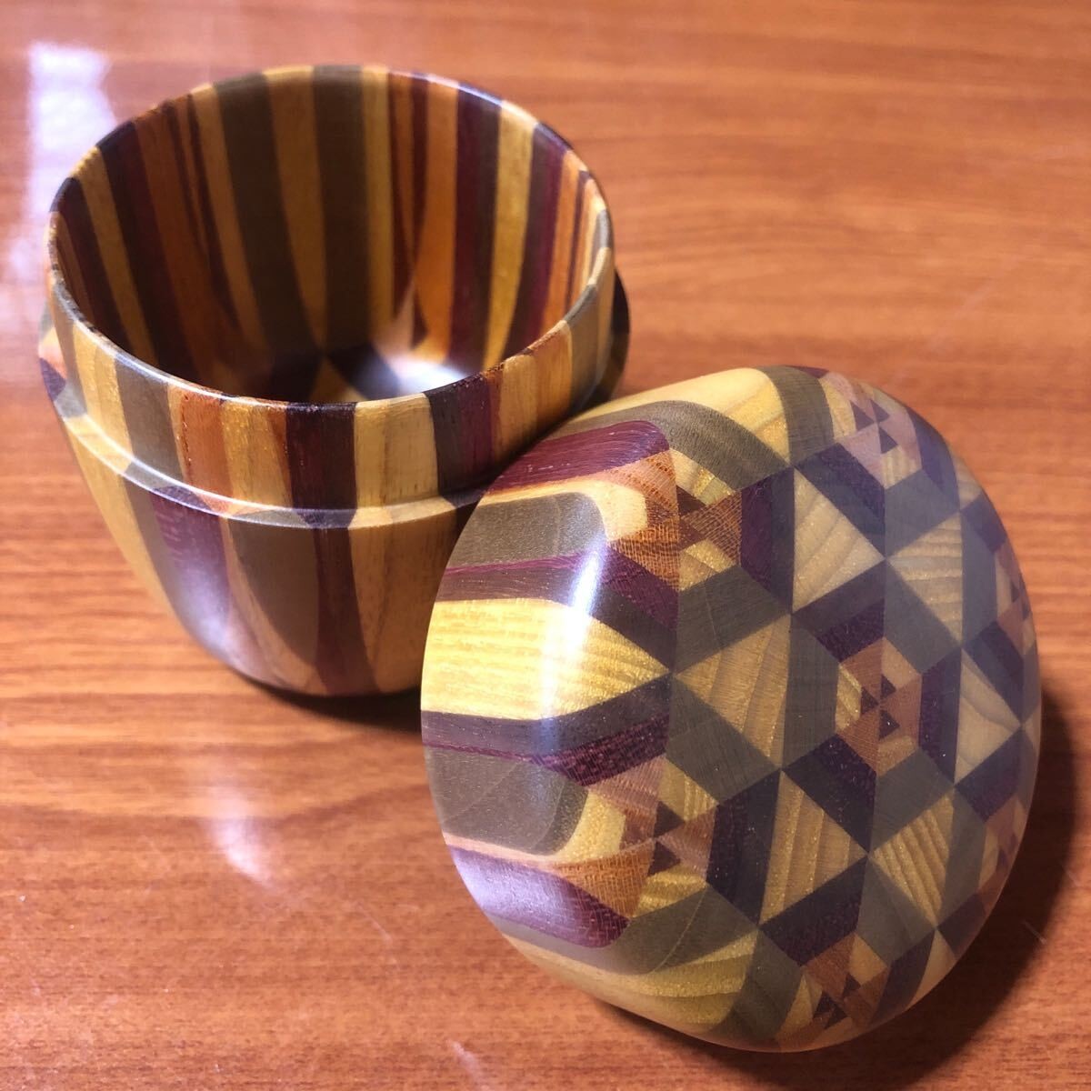 Hakone-made Marquetry Natsume Tea Caddy Solid Wood Tea Caddy