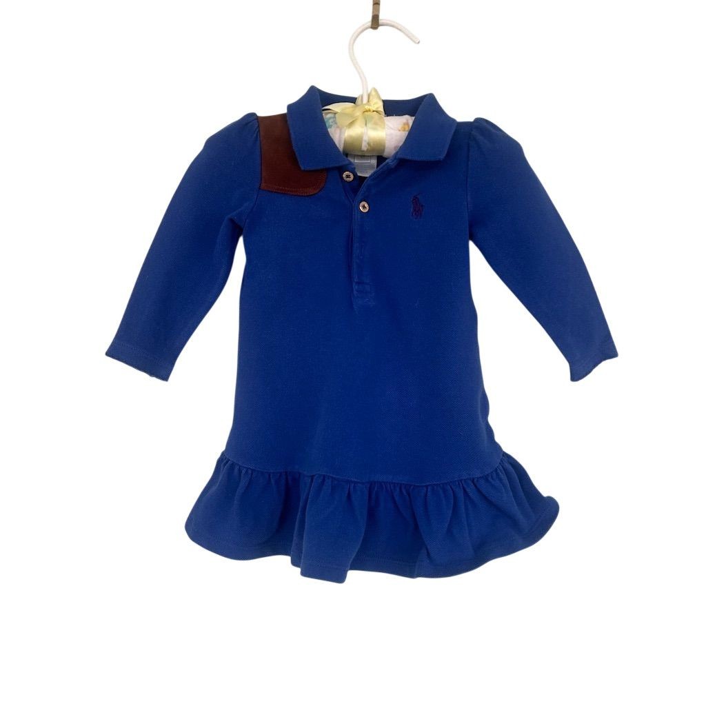 Ralph Lauren Baby Girls Blue Long Sleeve Polo Dress Size 6M