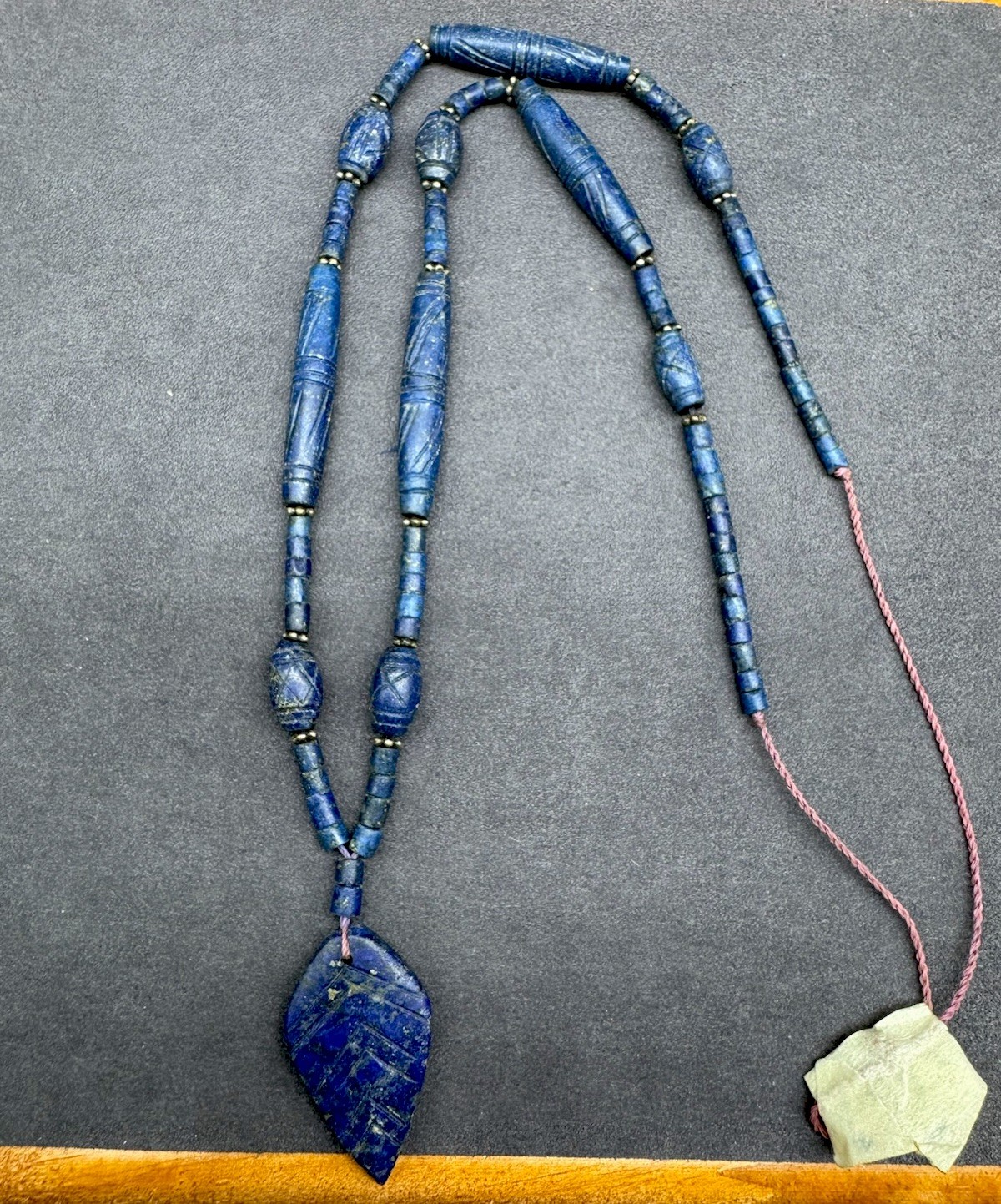 Vintage Antique Natural Middle Eastern Lapis Lazuli Stone Beads Hand Carving