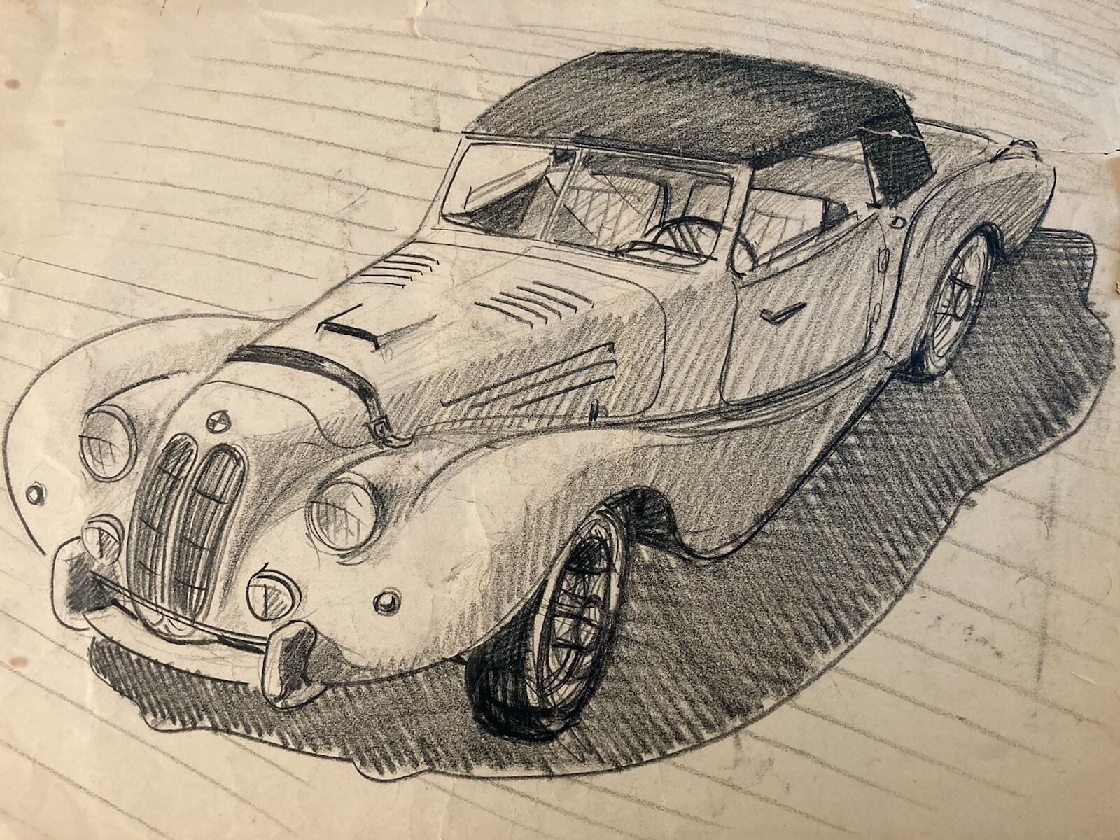 Very Beautiful Charcoal Drawing Paper Car Design Art Collection 1950 To Identify