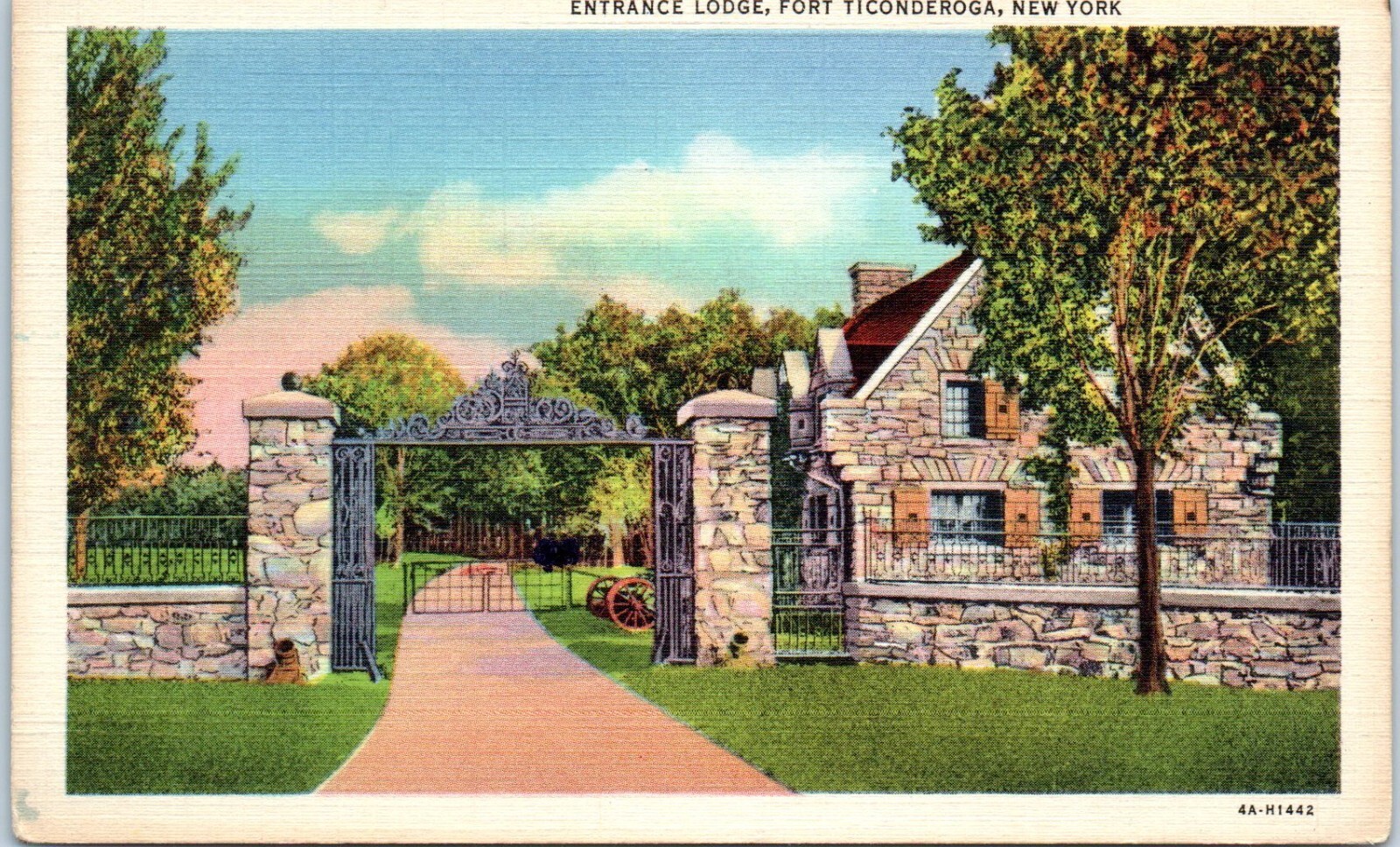 Entrance Lodge, Fort Ticonderoga, New York Postcard