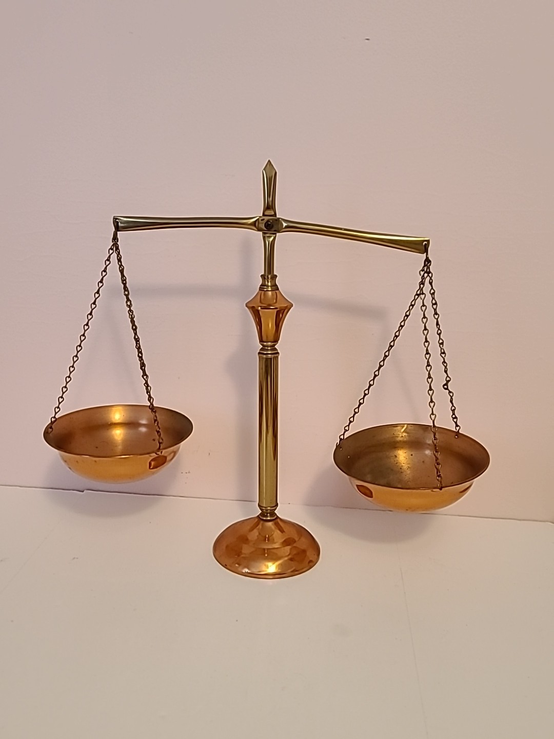 Vintage MCM 70s Brass & Copper  Balance Scales of Justice Home Decor Lawyers 