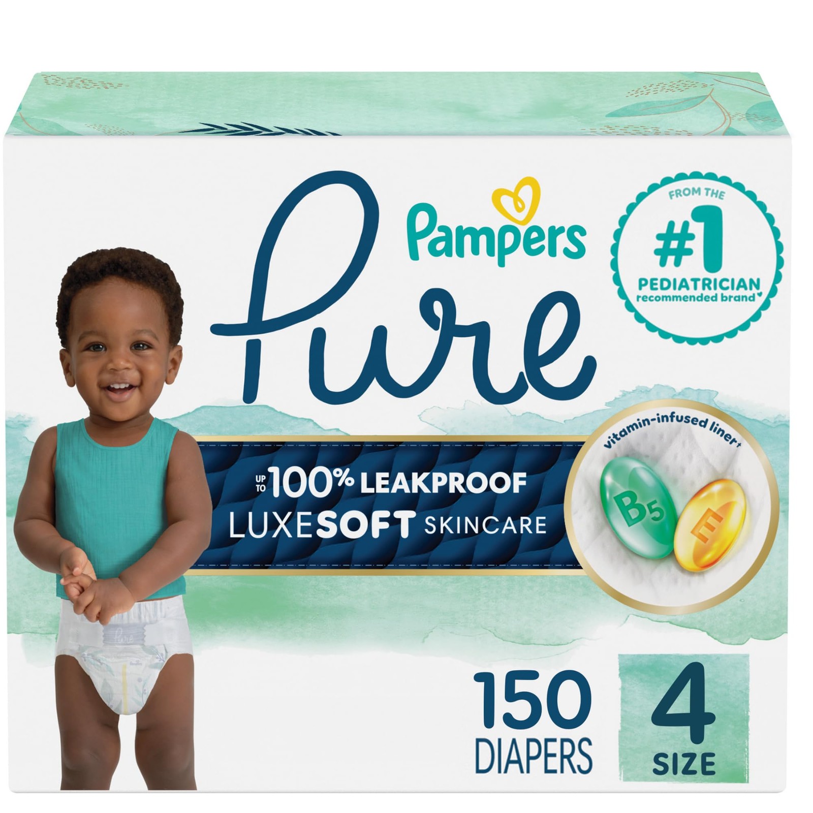 Diapers Size 4 150 Count Pampers Pure Protection Hypoallergenic Baby Leakproof