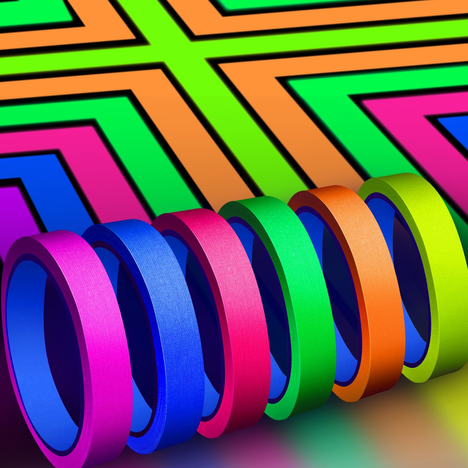 Whaline 6 0.6 inch x 35 feet, Blue, Green, Yellow, Orange, Pink, Purple 