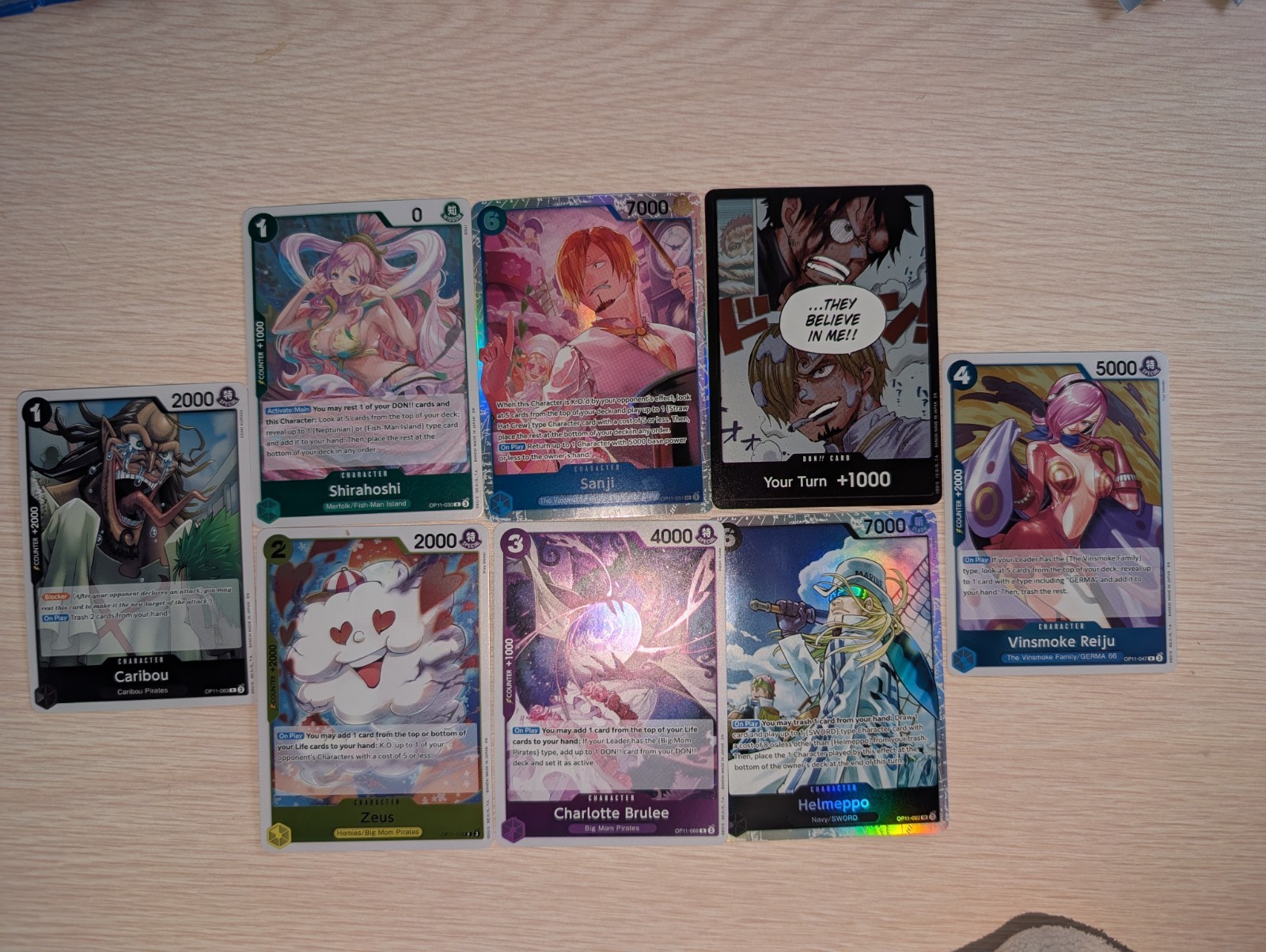 One Piece TCG OP11 Rare Lot Sanji SR Reiju Shirahoshi Zeus White Don!!