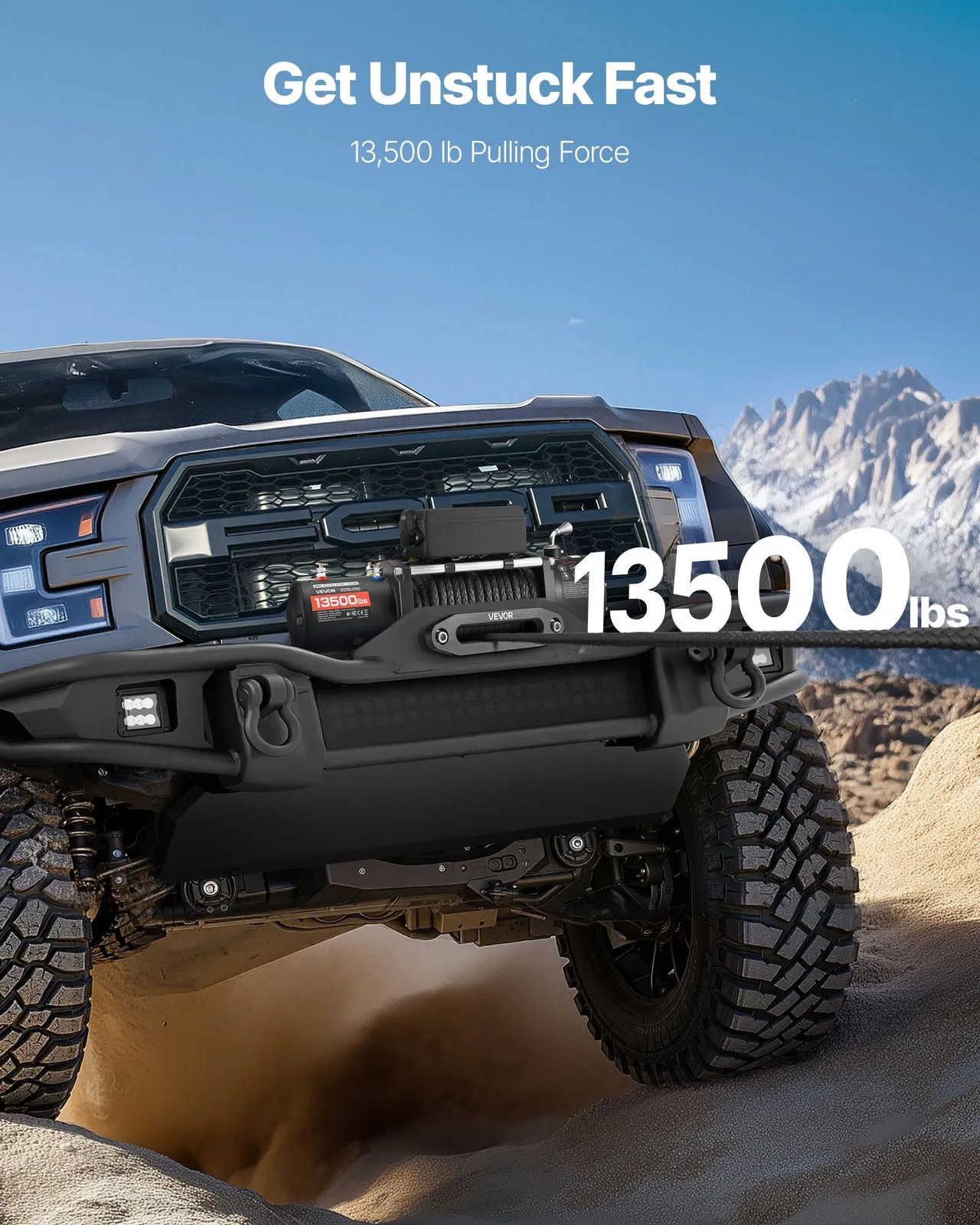 Electric Winch, 13500 lbs Load Capacity, 12V DC Truck Winch with Φ3/8 in x 85 f