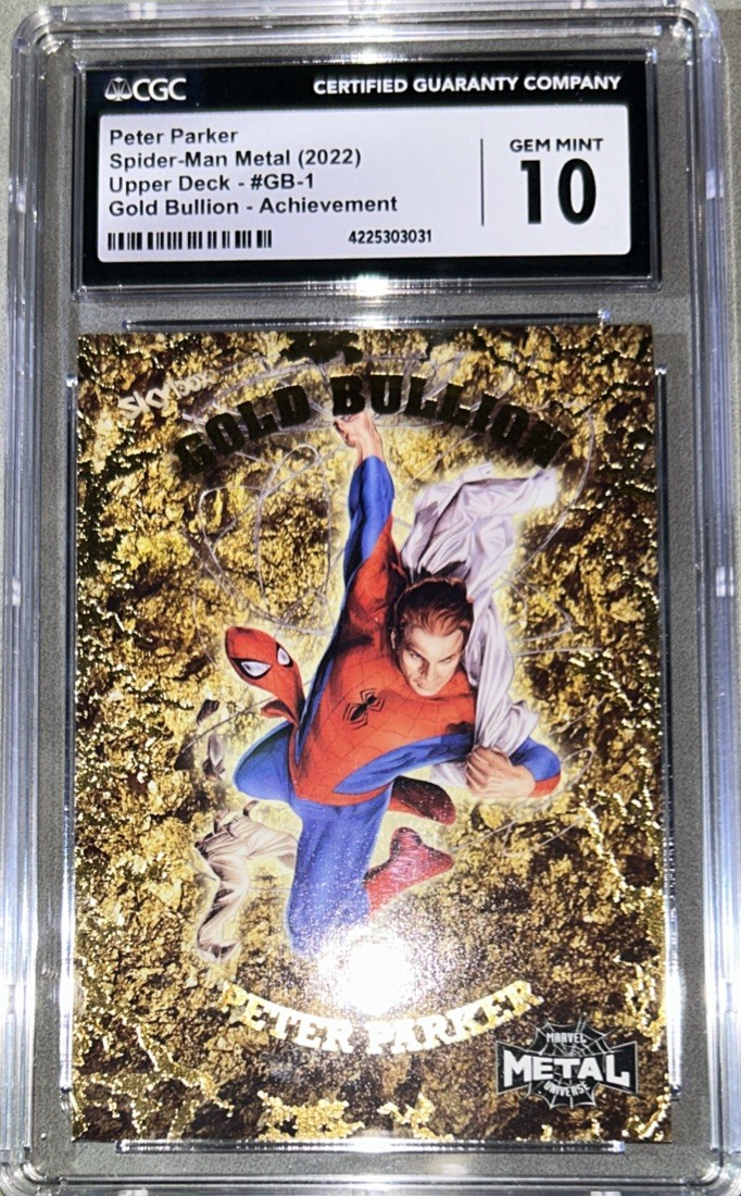 2021 Marvel Metal Universe Spider-Man Gold Bullion #GB1 Peter Parker CGC 10 Gem 