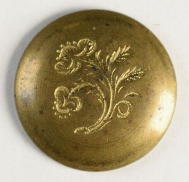 1820s-30s 1 Piece Rich Gold Color Flowers Golden Age Button R176