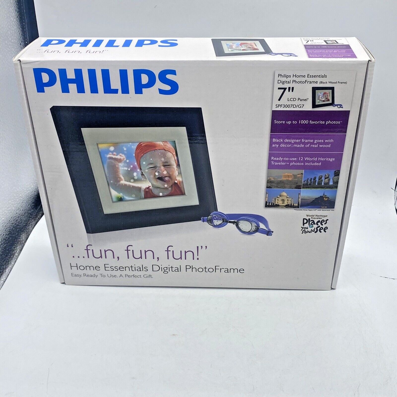 Philips Home Essentials Digital LCD Picture  Frame 7”Black Frame SPF3007D/G7 