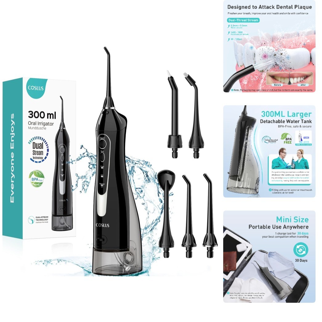 Water Dental Flosser Teeth Pick : Portable Cordless Oral Irrigator 300ML Rech...