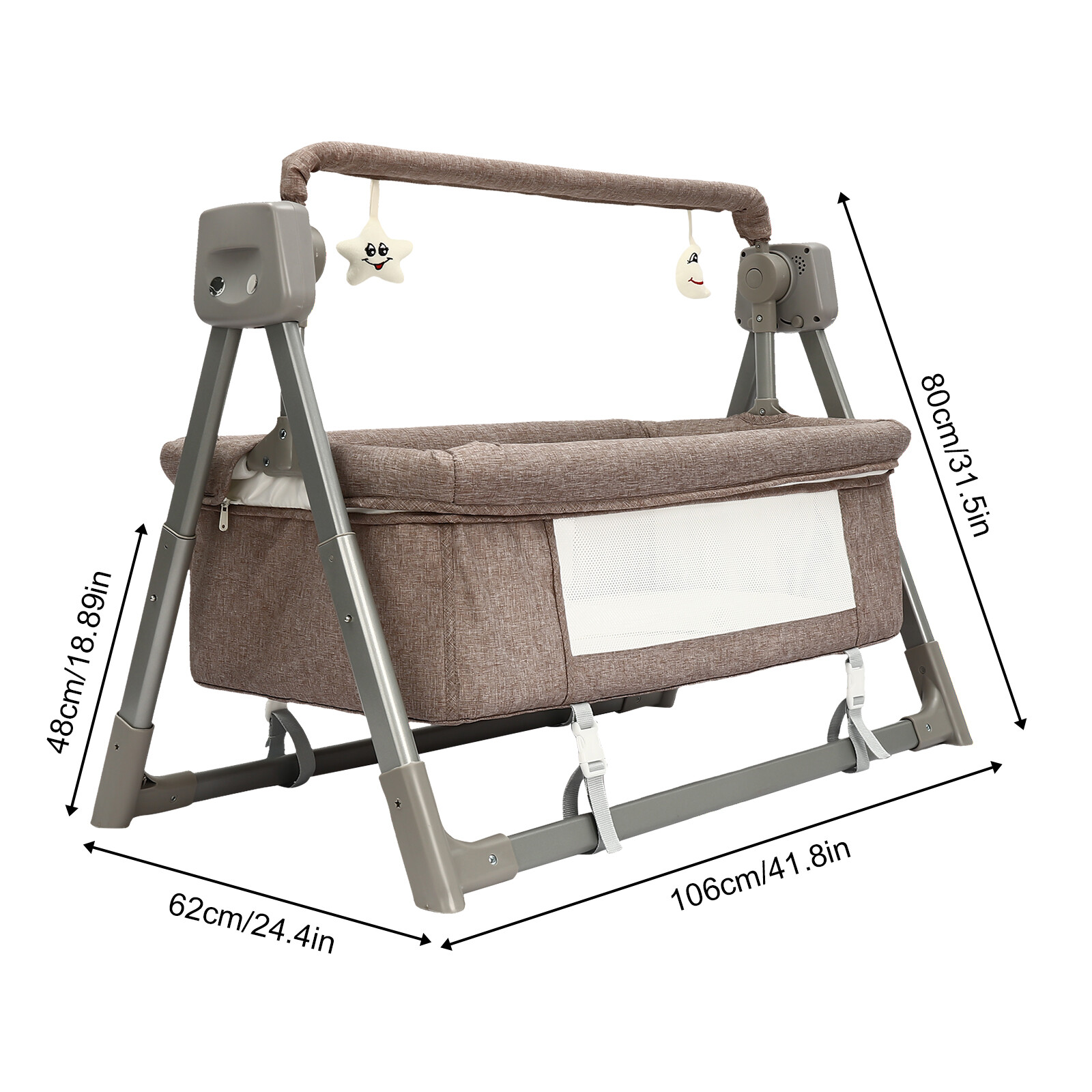 Portable Electric Baby Swing Cradle Bassinet Rocking Crib Infant Bed Cradle New