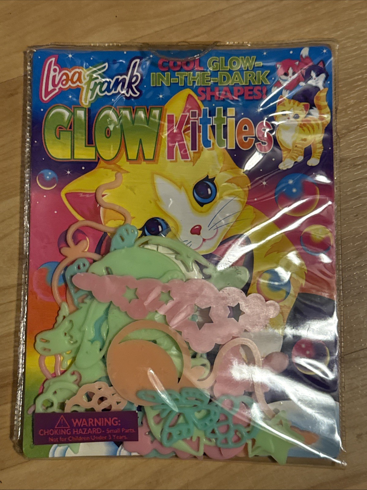 Vintage Lisa Frank Cool Glow in the Dark Kitties Shapes Pals Fence Star