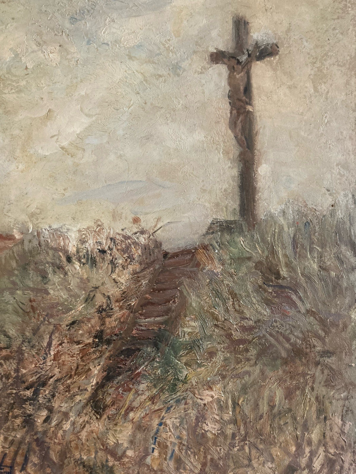 Oil Painting Calvary Impressionist Pointillism Henri Dreyfus Lemaître 1900