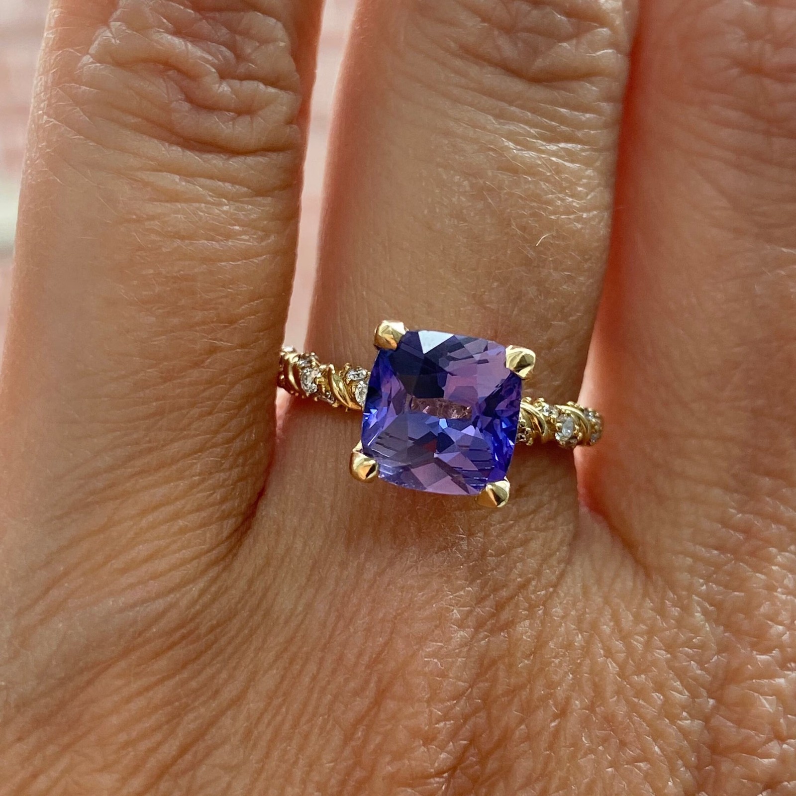 3Ct Cushion Cut Created Blue Tanzanite Solitaire Women Ring 925 Sterling Silver