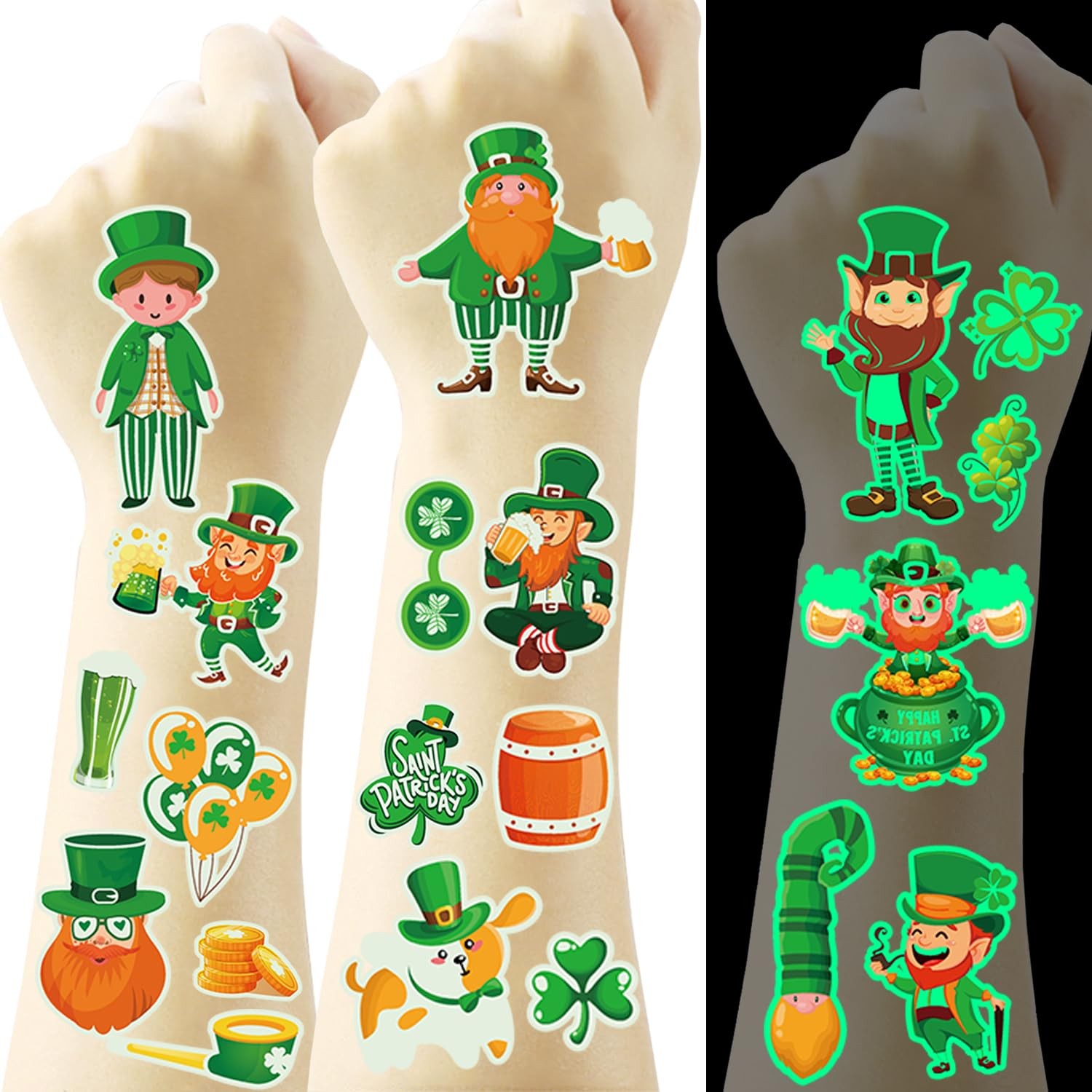 St Patricks Temporary Tattoos - 119 PCS 10 Sheets Irish Paddys Day St. A 
