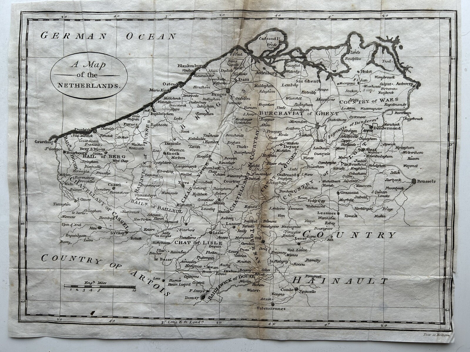 1800 Belgium Original Antique Map by Cornelius Paas 224 Years Old