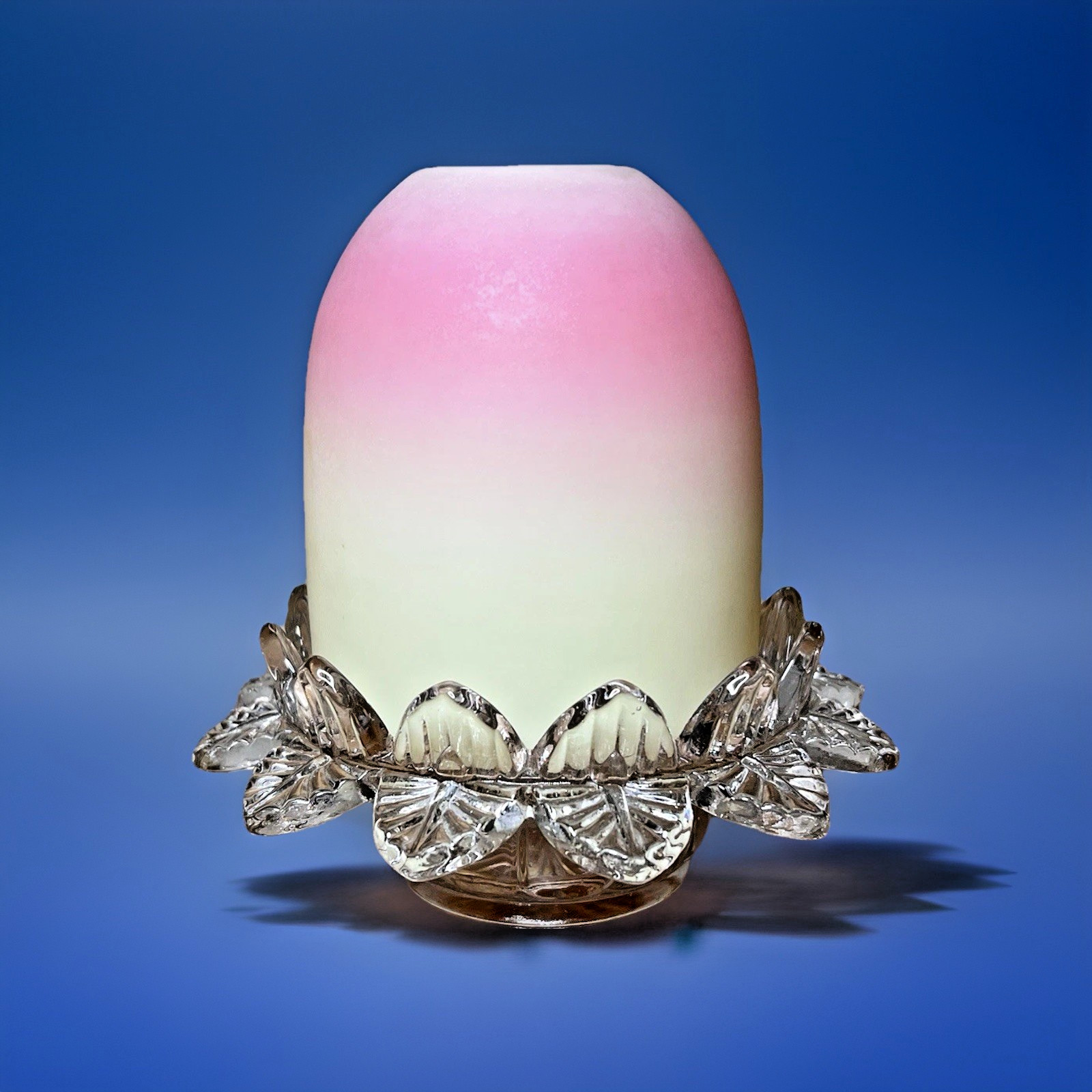 Lovely Antique Fairy Lamp w/ Webb Burmese Dome & Richardson Petal Base #R-176239