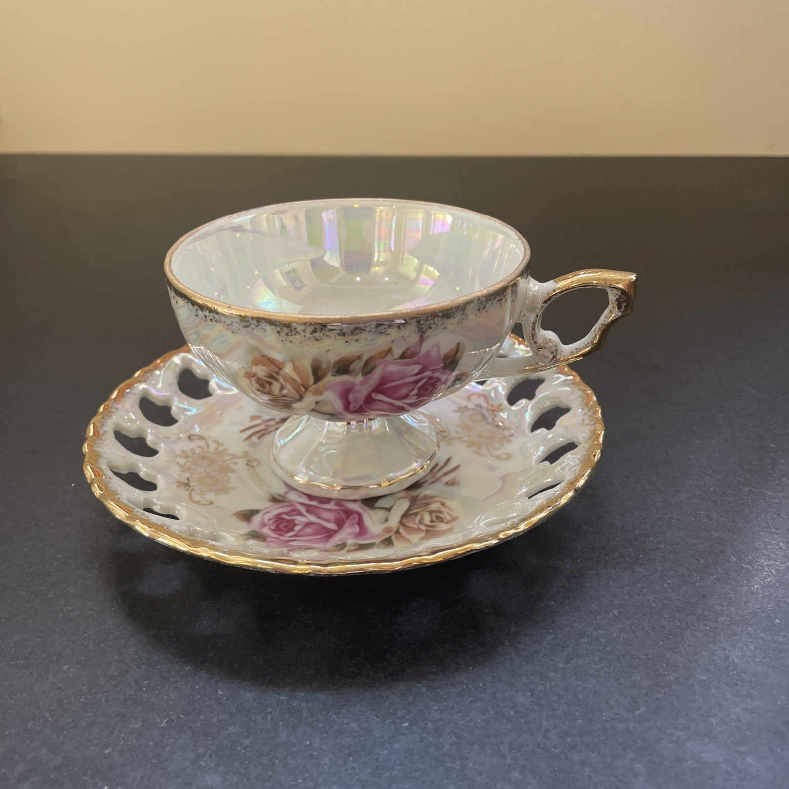 VTG  royal Sealy Japan lusterware teacup and saucer