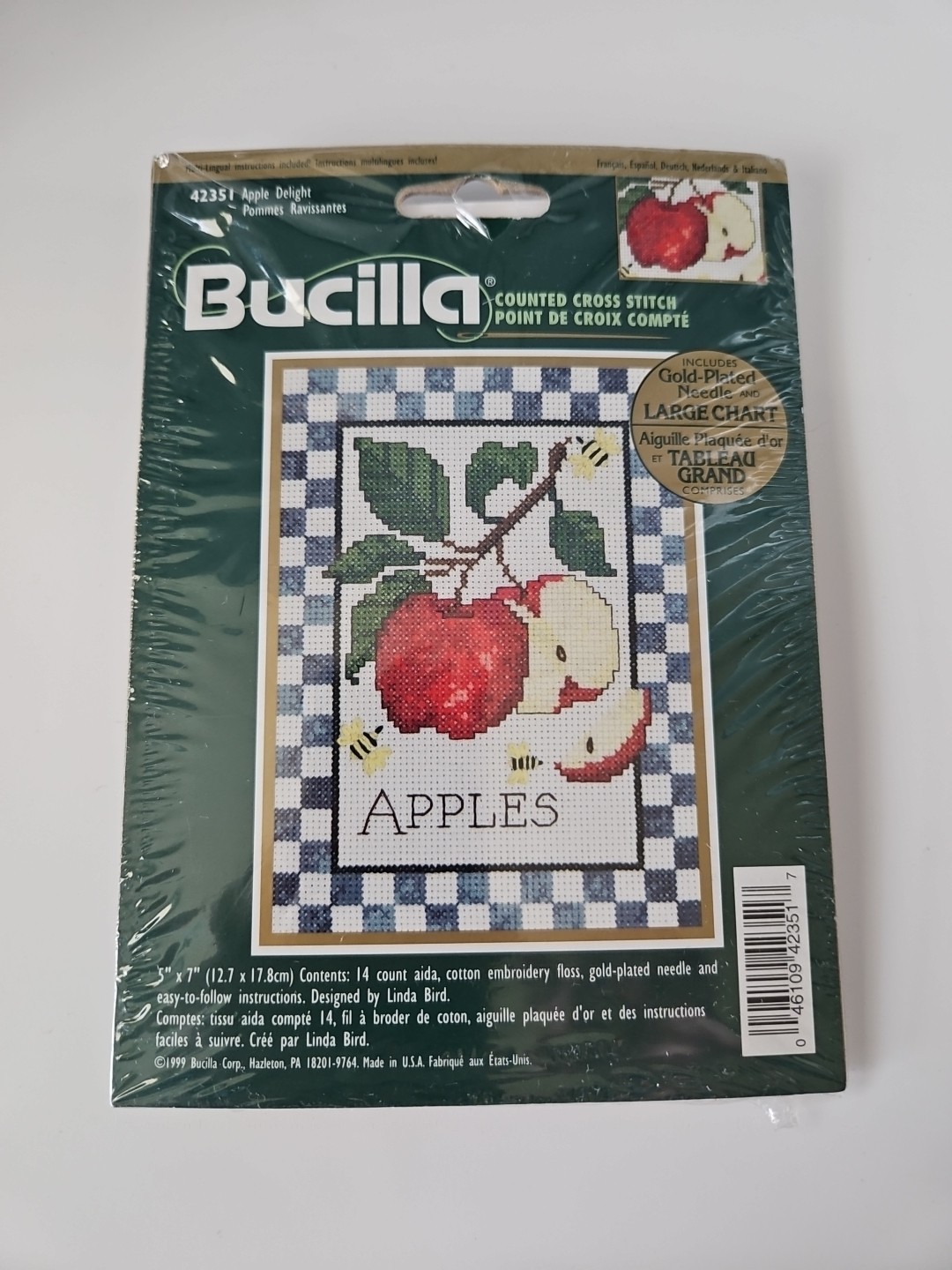 Bucilla Counted Cross Stitch Kit APPLE DELIGHT #42351, NEW 5x7 